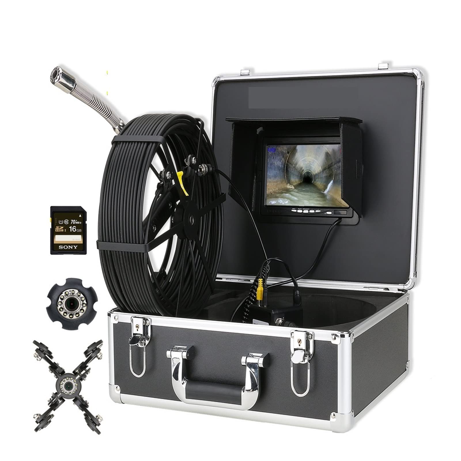 LNHHG Sewer Pipe Inspection Video Camera AHD 1080P DVR 7inch Monitor,IP68 Sewer Camera With Locator Drain Sewer Pipeline Industrial Endoscope System