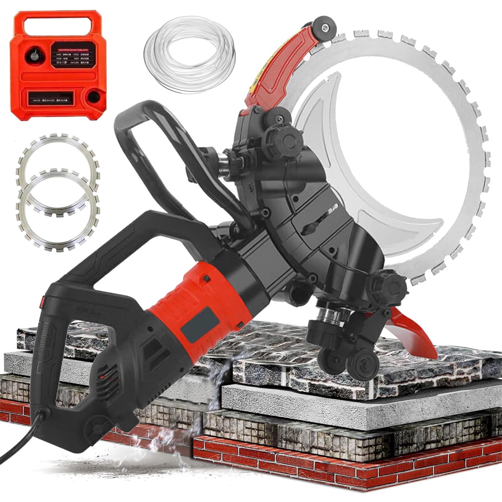 Sierra de Hormigón eléctrica de 8980w/9500w, Sierra de Anillo de Alta Frecuencia, máquina Cortadora de Paredes, Profundidad de Corte de 30cm, Corte Sin Polvo, para Cortar Hormigón 9500W
