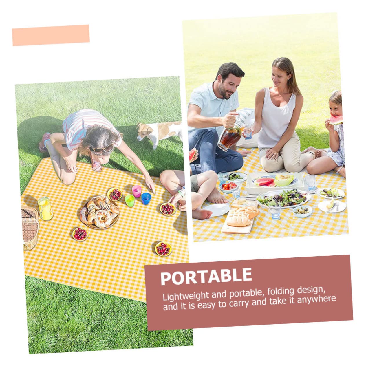 POPETPOP Tapis de Plage Léger et Épais en Fibre de Polyacrylique Imperméable Jaune pour Randonnée et Camping en Plein Air