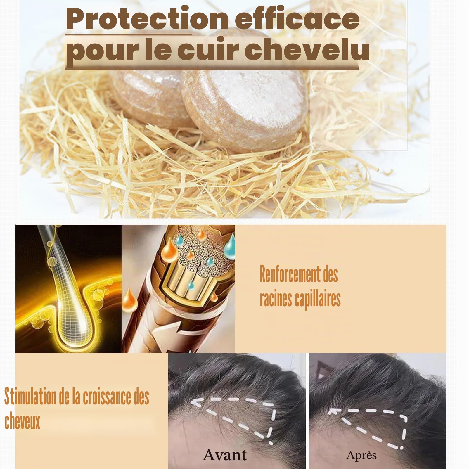 Barre de shampooing au gingembre, anti-chute de cheveux, savon à base de plantes, gingembre naturel bio