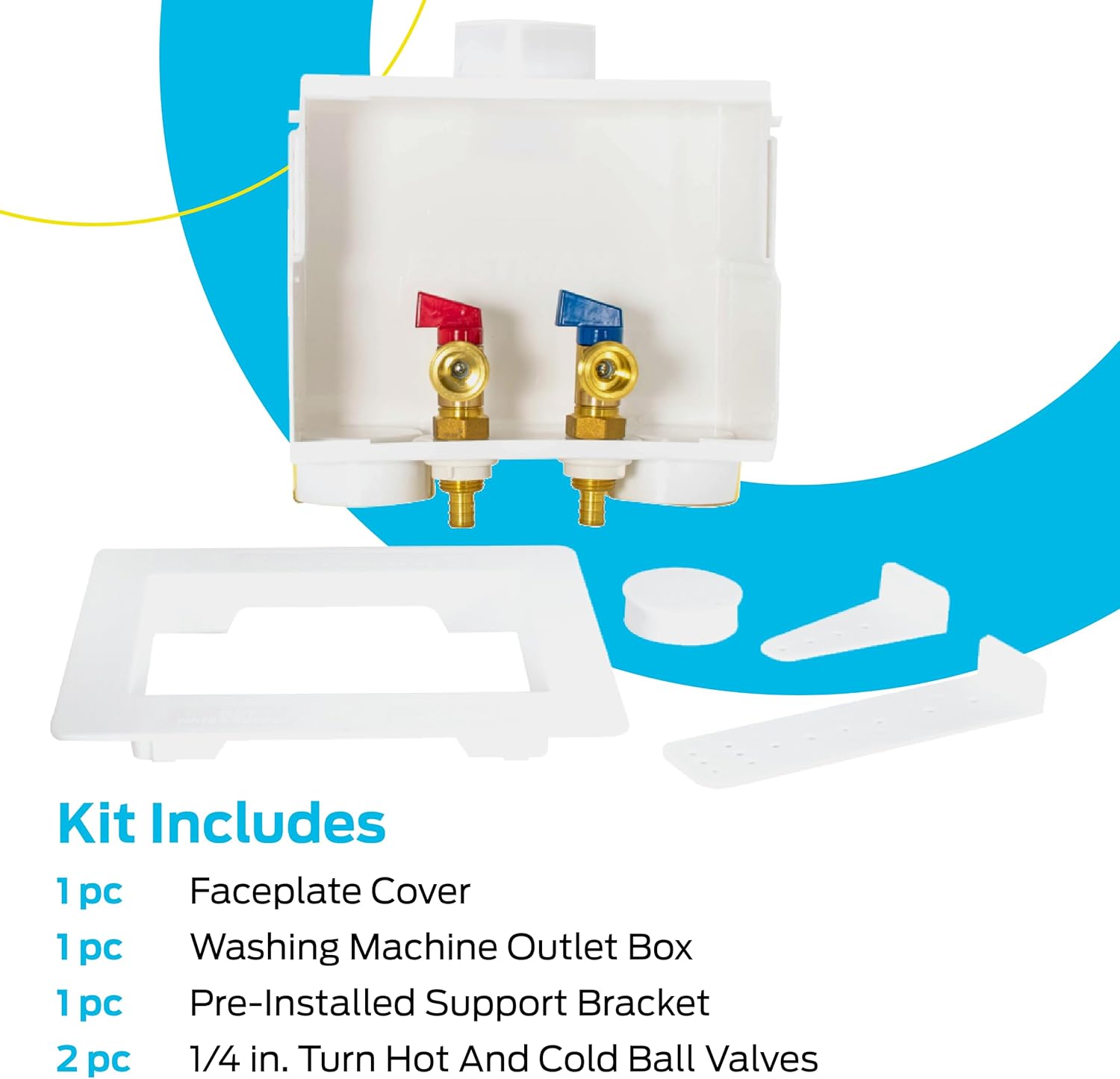 Eastman 1/2 Inch Crimp PEX Connection x 3/4 Inch MHT Washing Machine Outlet Box, Push to Connect Brass Plumbing Fittings, Double Drain, 60245