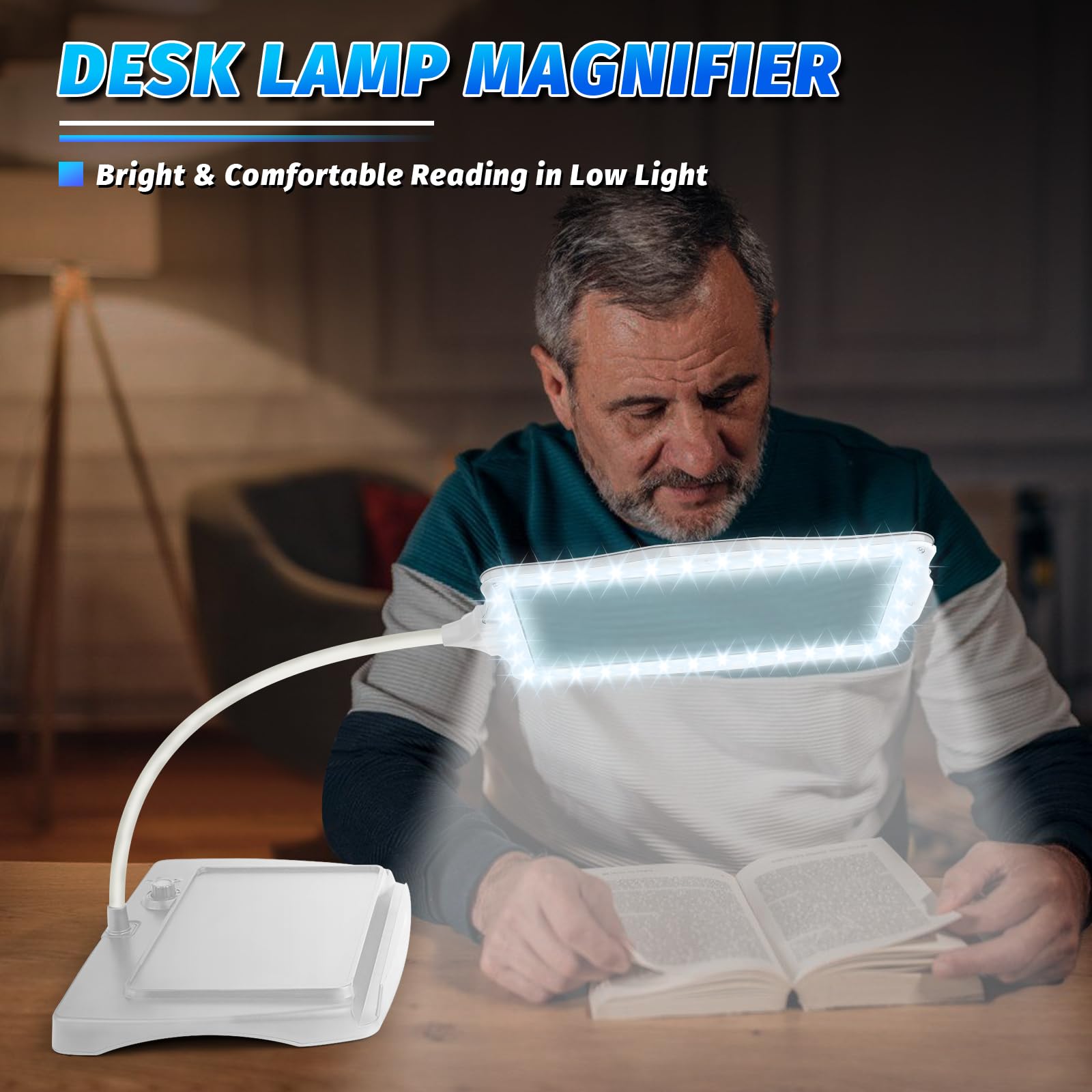 NZQXJXZ 10X Magnifying Glass with Light and Stand - Image 4