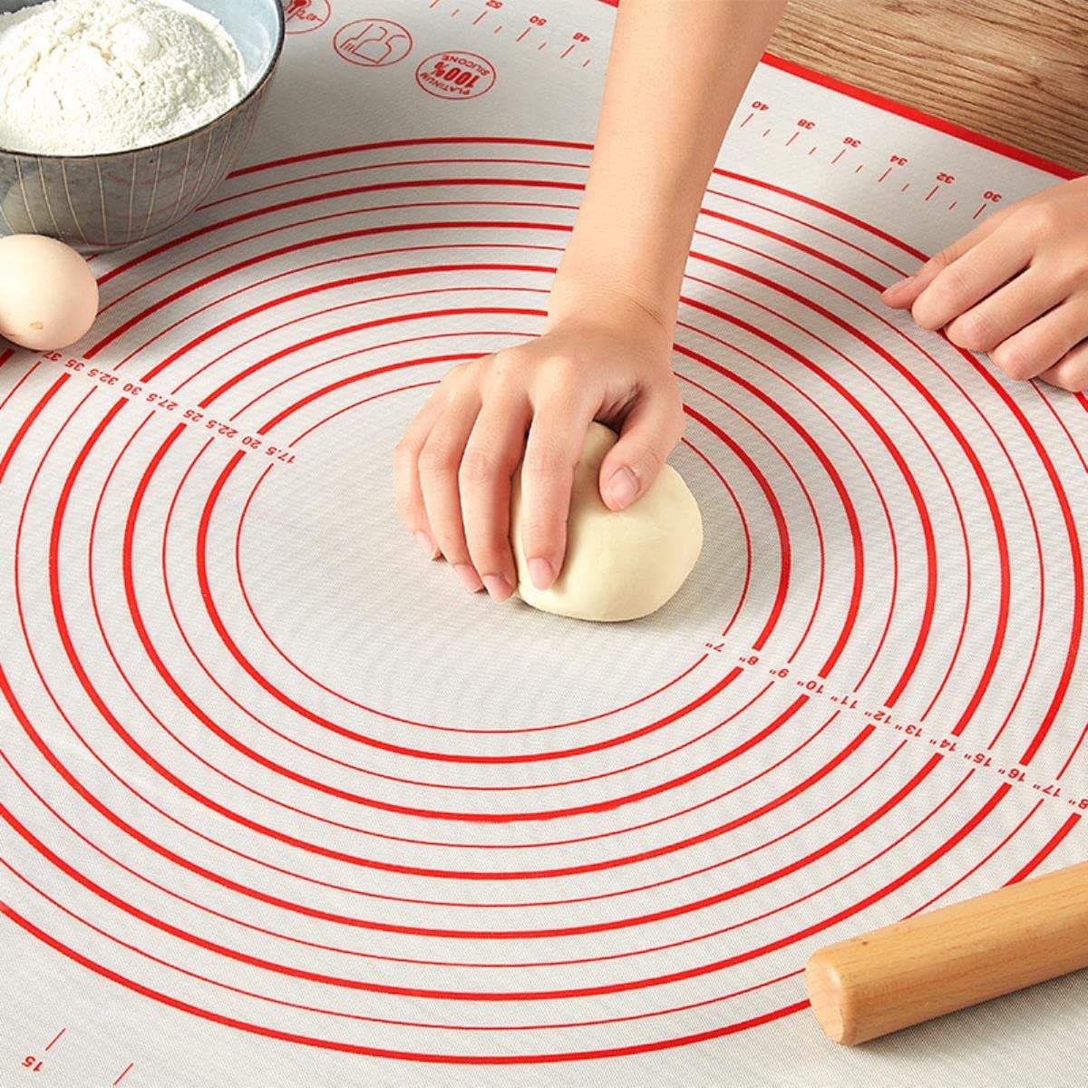 Alfombrilla para Masa rodante de Silicona Almohadilla para amasar Antiadherente con Hoja de repostería a Escala Utensilios para Hornear Herramientas para Hornear Utensilios de Cocina Suministros-60X