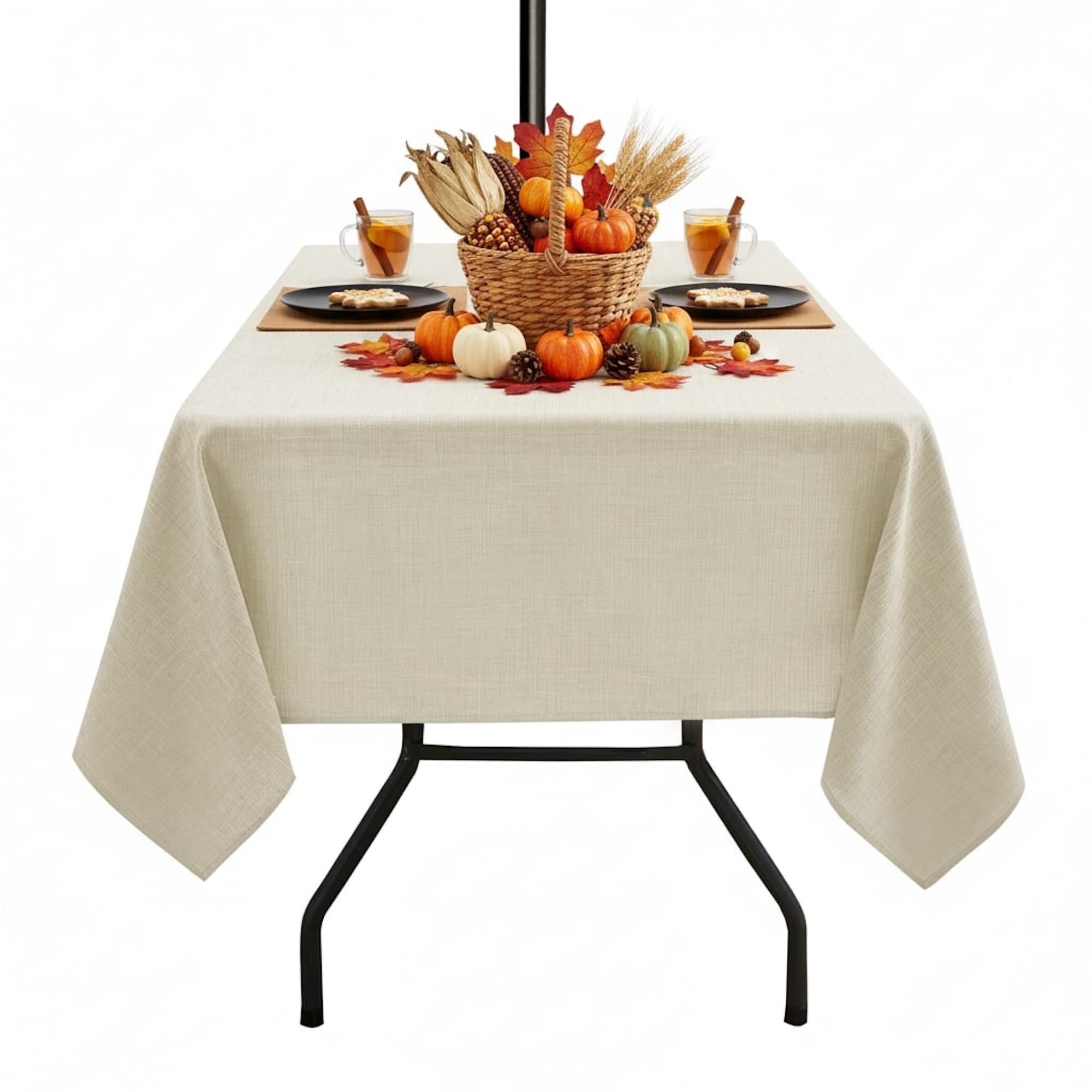 LUSHVIDA Outdoor Tablecloth with Umbrella Hole, Patio Table Cloth Zippered Square 60x60 Inch