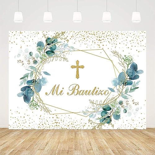 Miniatura 2 de Sendy Telón de fondo de 7 x 5 pies Mi Bautizo para decoración de fiesta de bautismo, suministros de decoración de fiesta de Dios bendiga la primera