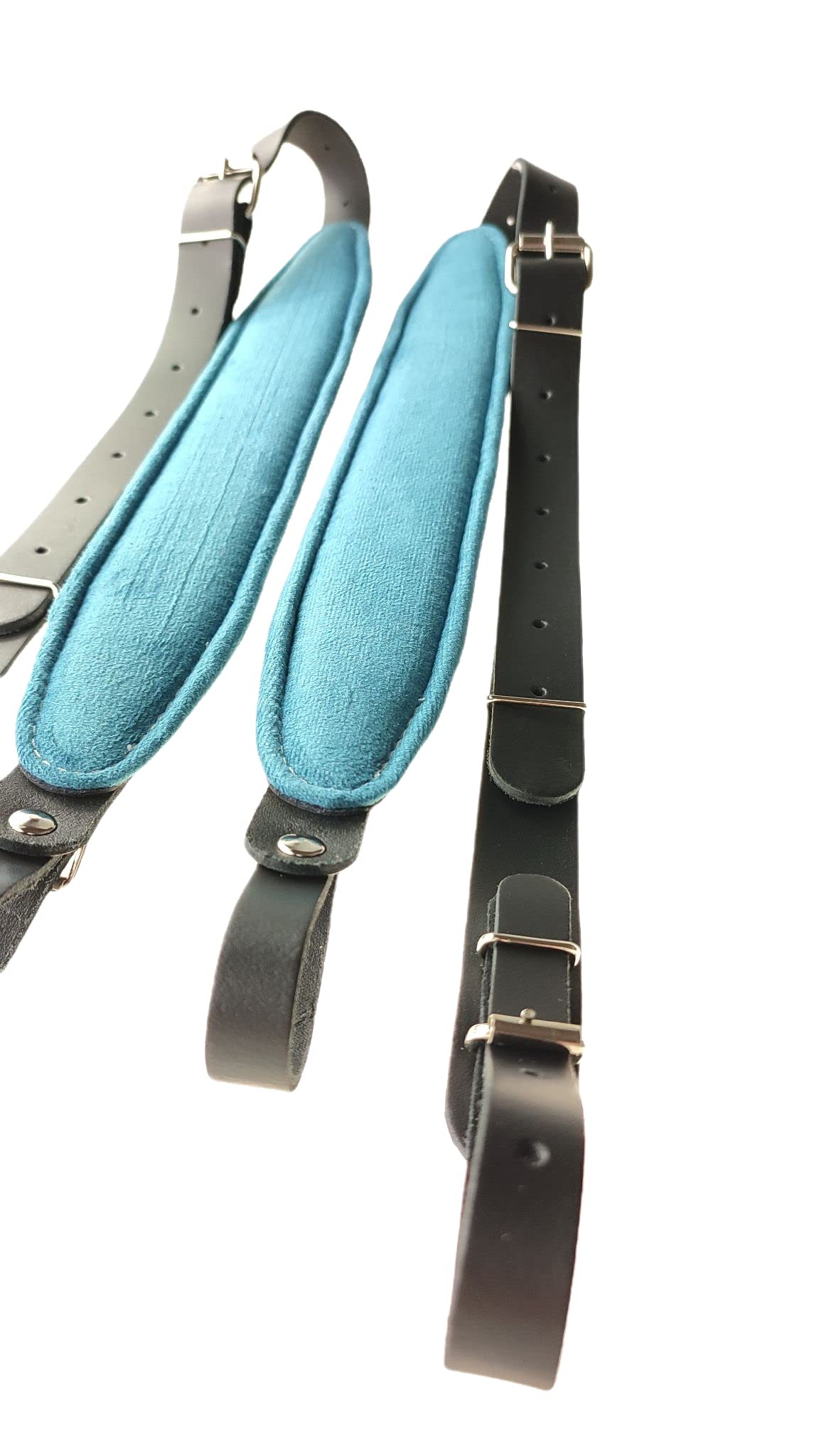 Correa de piel para acordeón (5 cm, 60-120 bajos), azul, 120 cm
