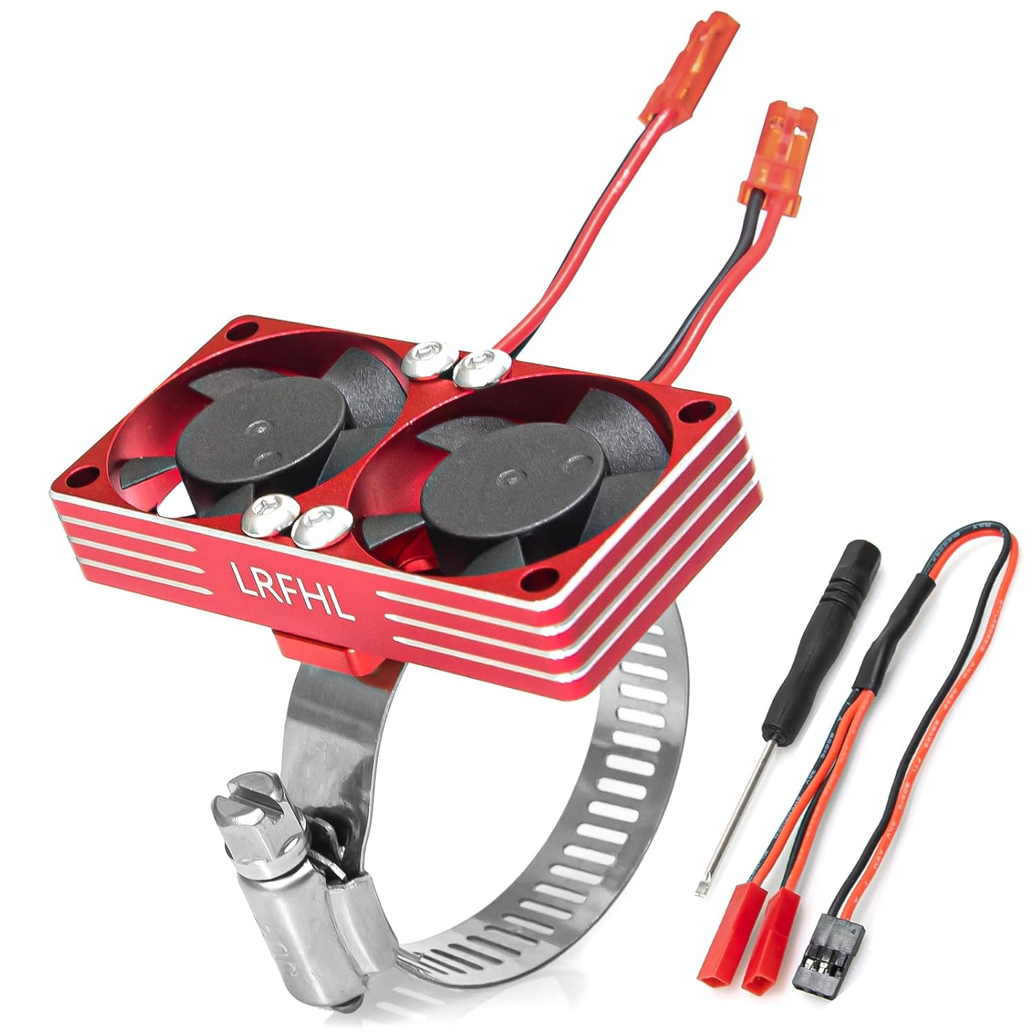 LRFHL RC Cooling Fan Aluminum Heat Sink Motor Cooling Dual Fan 22000 RPM with Adjustable Mount 35-43mm for 1/7 1/8 1/10 RC Crawler Car 3660 3670 4074 4068 4274 Motor Heat Sink