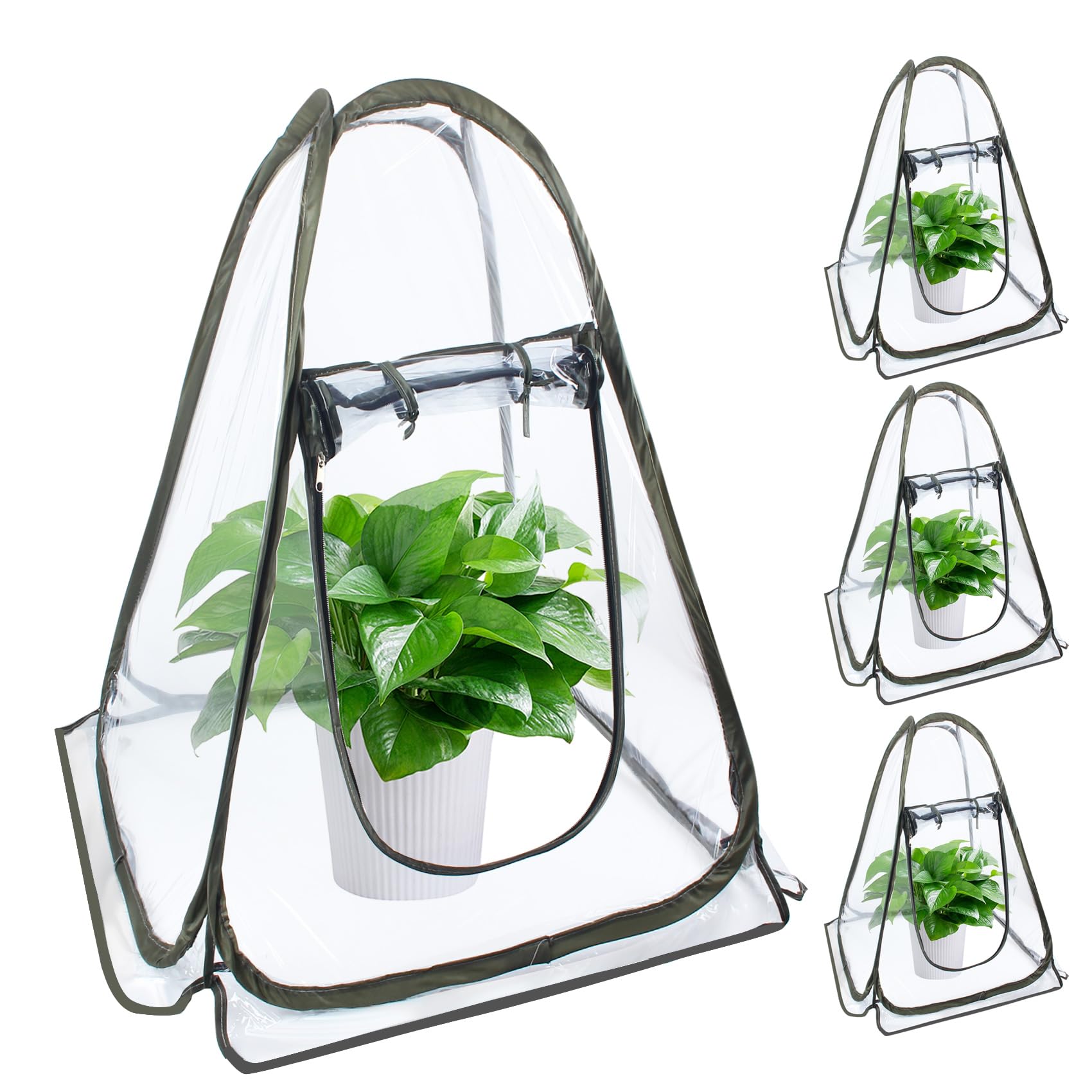 DEDU Cubierta de invernadero emergente, pequeña tienda de campaña transparente portátil de 68 x 68 x 78 cm con 4 clavos fijos y herramientas, 3 piezas de mini tienda de invernadero de PVC para plantas