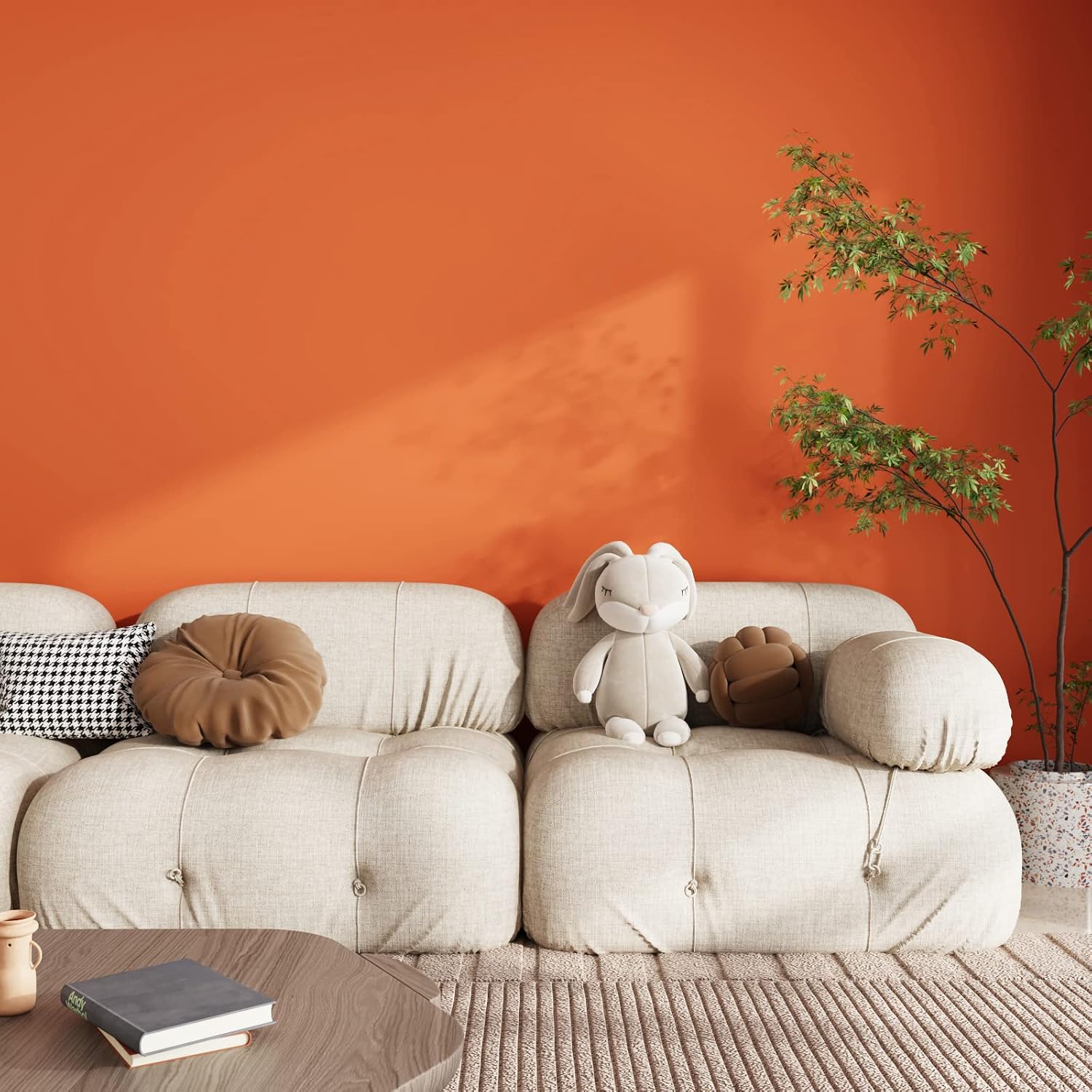 CRE8TIVE Orange Wallpaper Stick and Peel Orange Contact Paper Self Adhesive Waterproof Removable Vinyl Wall Covering Solid Color Stick on Wallpaper for Bedroom Living Room Countertops Cabinet 12"x354"