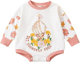 Infant Outfit Infant Girls Long Sleeve Floral Letter Prints Pullover Romper Newborn Sweatshirt for Age 3-18M