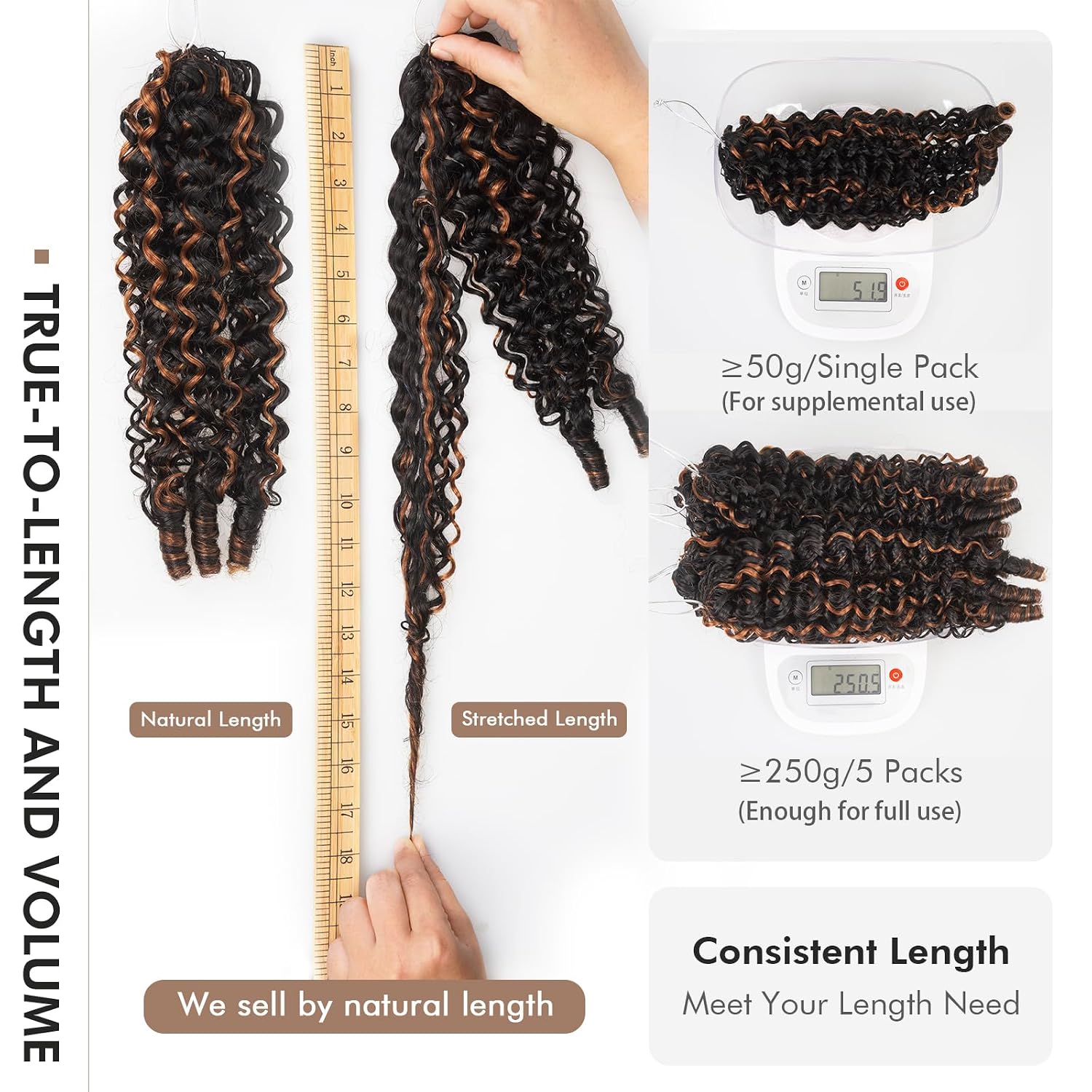 ToyoTress Burmese Curly Crochet Human Hair - Miracle Knots Feather Crochet Human Hair For Black Women Braiding Hair Extensions (12 Inch-P1B/30-Brown Highlight, 1P-50G)
