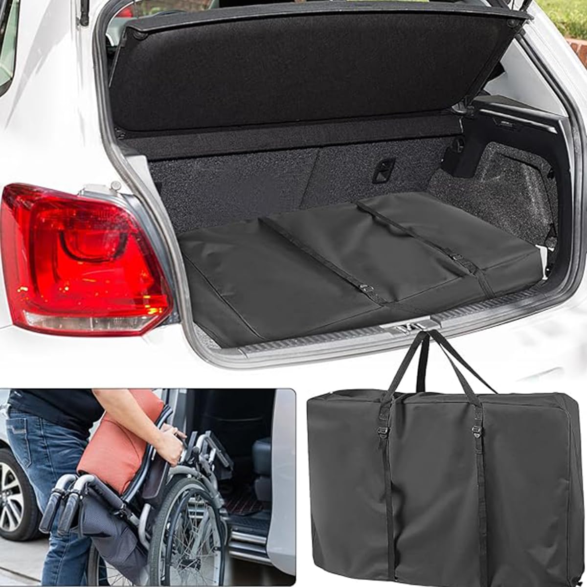 Bolsa de almacenamiento para silla de ruedas, resistente, negra, impermeable y resistente. Bolsa de transporte grande y plegable para sillas de ruedas, andadores y sillas de transporte.