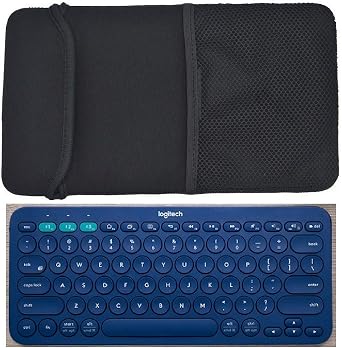 Black Color Neoprene Carrying Protection Sleeve Case Cover for Logitech K380 Multi-Device Bluetooth Keyboard and Arteck HB030B Portable Wireless Keyboard