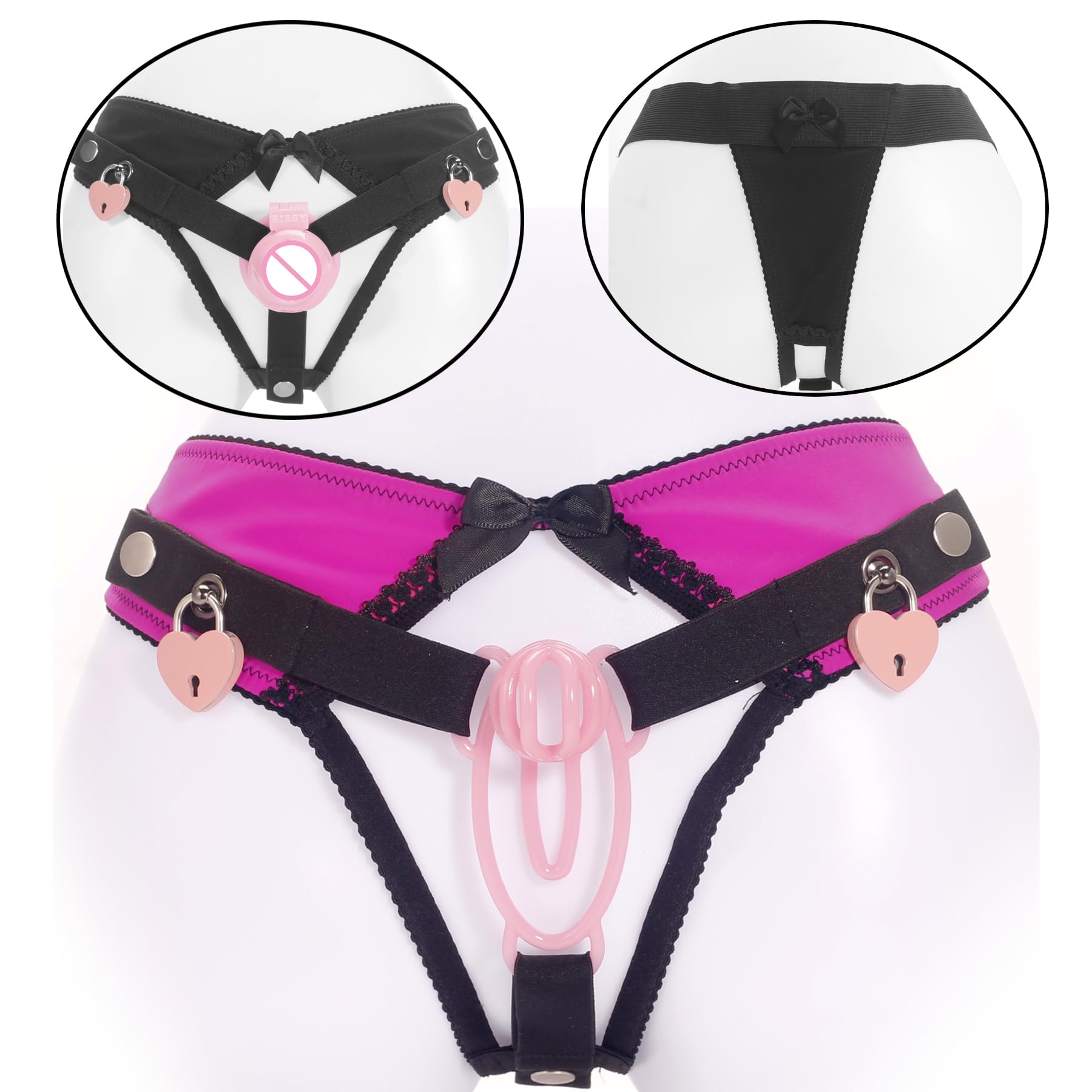 Ceinture De Chasteté Homme Sissy Panties Chastity Belt Torture Érotique Cage À Pénis Esclave Sextoyse Esclave Sextoyse (Rose with Lock,L)
