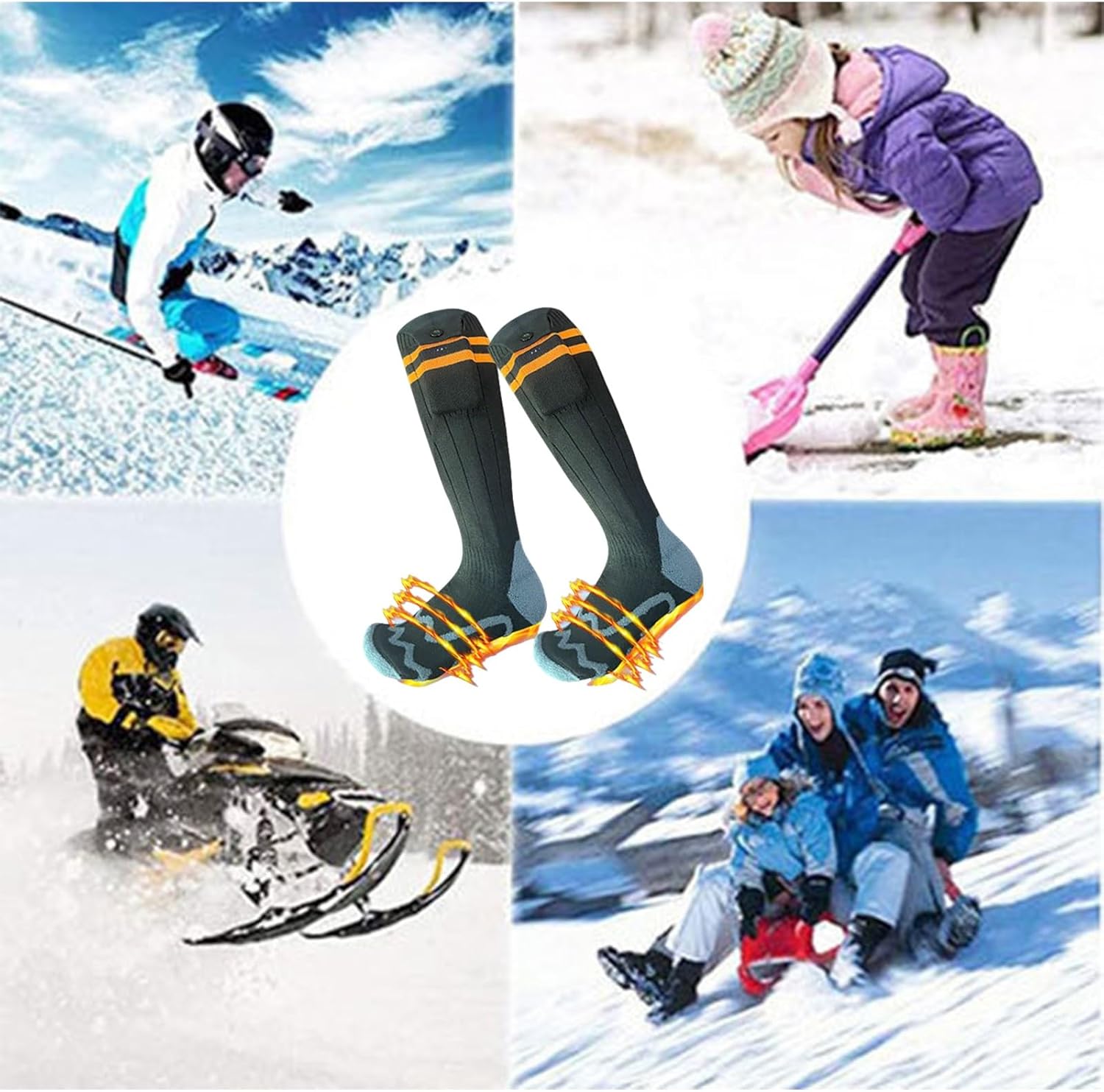 Heated Socks Rechargeable,with 5V 5000mAh Rechargeable Battery Powered,Up to 10 Hours,Ski Socks with 4 Heating Levels for Hunting Camping Skiing Riding