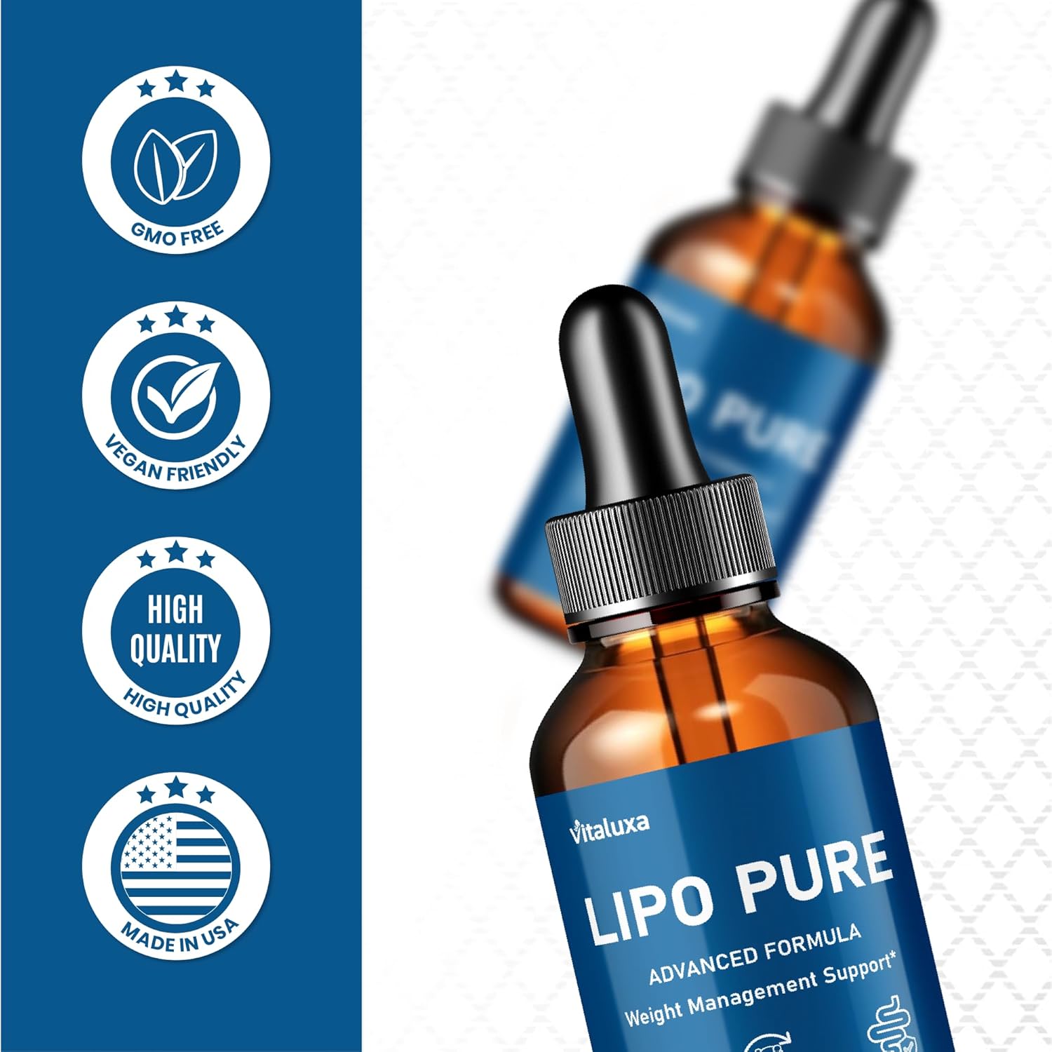 (3 Pack) Lipo Pure Drops, LipoPure Liquid Dietary Supplement Premium Daily Blend for Overall Health & Wellness, LipoPur Advanced Formula Maximum Strength Support All Natural Ingredients Review (6oz)