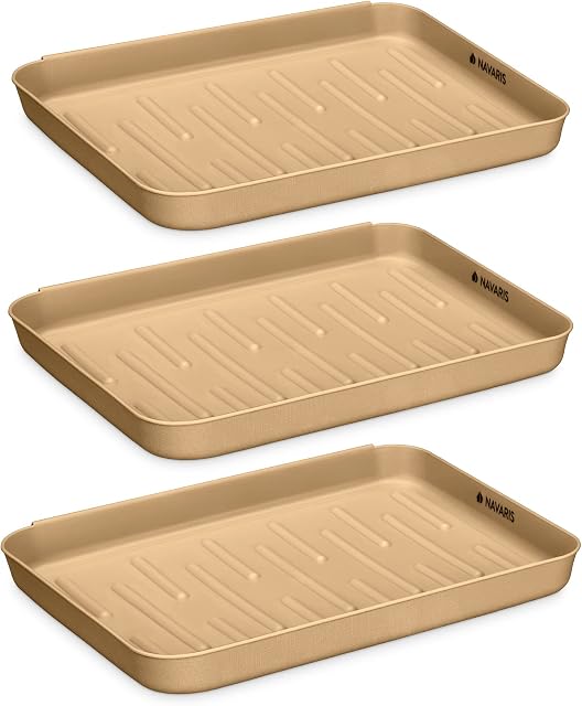 Navaris Set of 3 Shoe Drip Trays - Multi-Purpose Boot Tray for Shoes, Boots, Wellies - For Indoor & Outdoor Use in All Seasons - Bronze Colour, Small