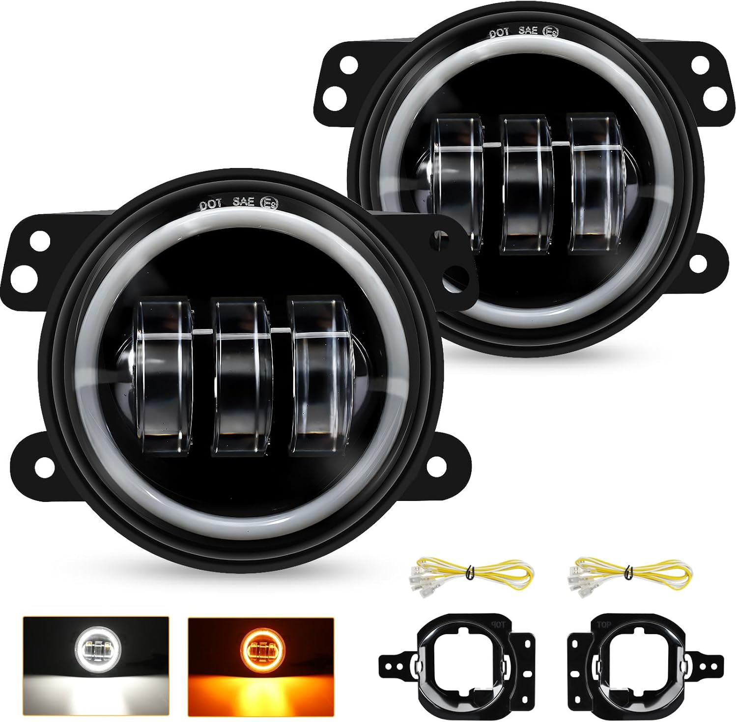 4 Inch 60W LED Fog Lights, for 2018-2025 Jeep Wrangler JL Gladiator JT Headlights, 3600LM Front Bumper Foglights with 2 Pairs Mounting Brackets, JL/JT 2018 2019 2020 2021 2022 2023 2024 2025