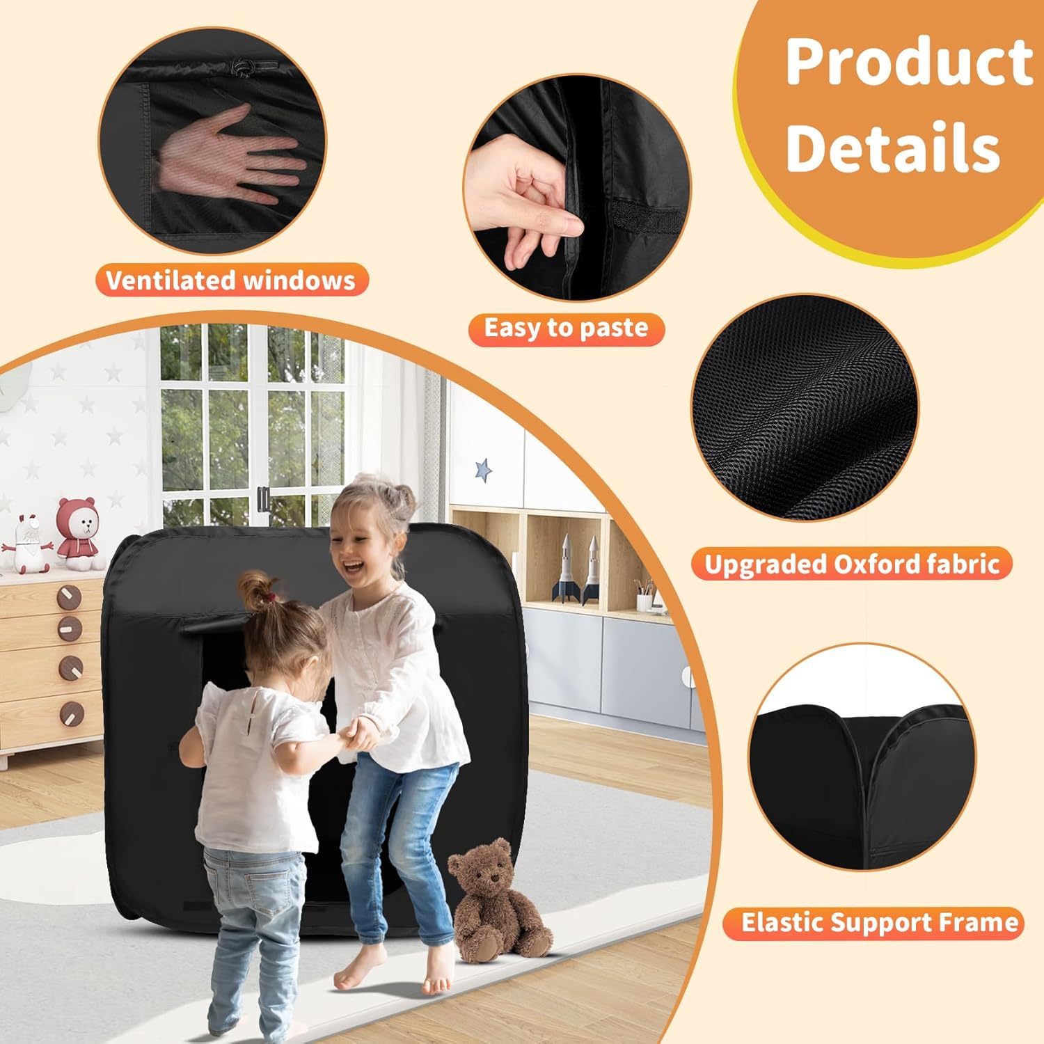 Sensory Tent for Kids 39.4 * 39.4 * 39.4 in - Portable Pop-up Play Tent for Calming Down & Improving Focus - Ideal for Children with Autism, ADHD, & Sensory Processing Disorder (SPD)