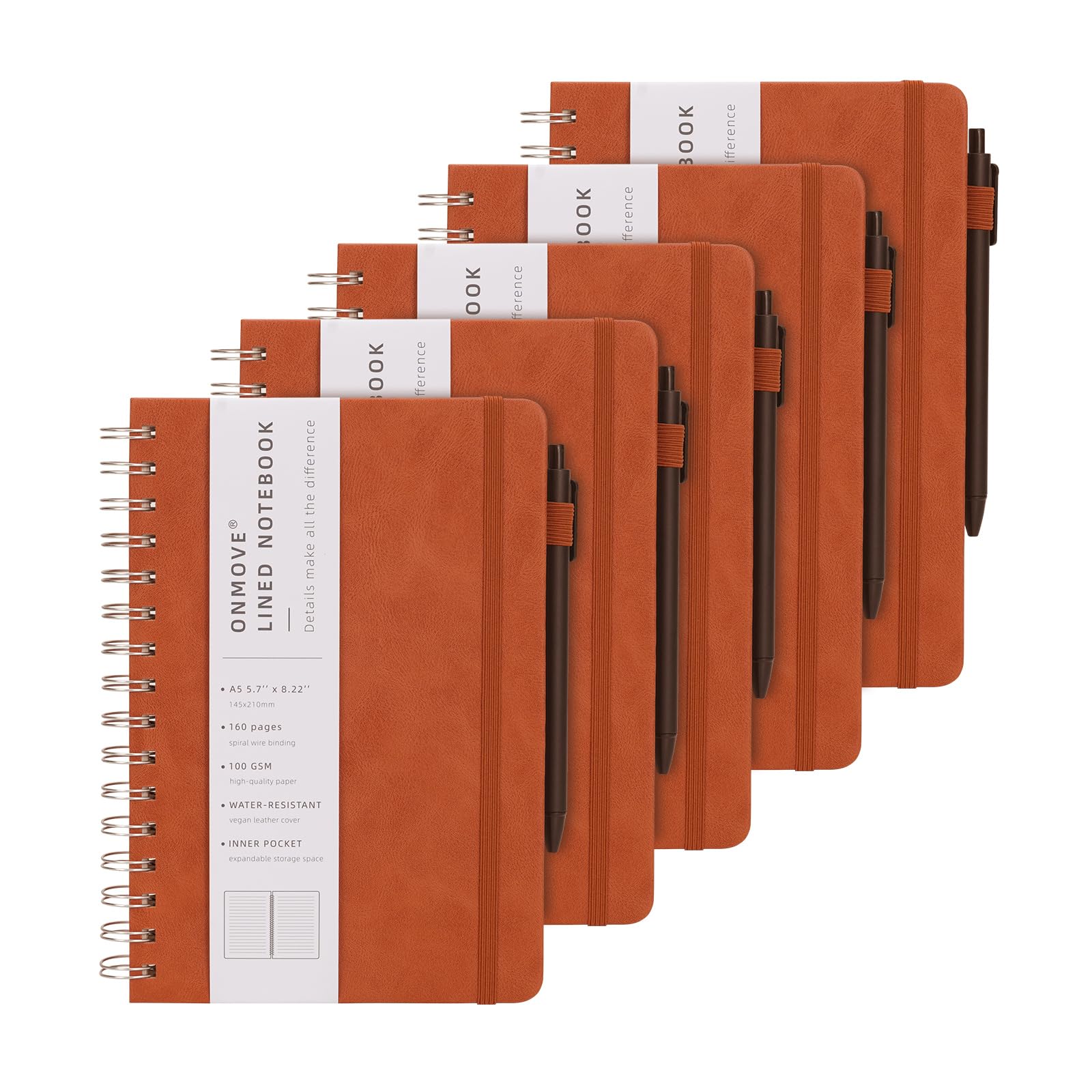 Papier épais 100g pour ce carnet à spirale A5 avec couverture rigide