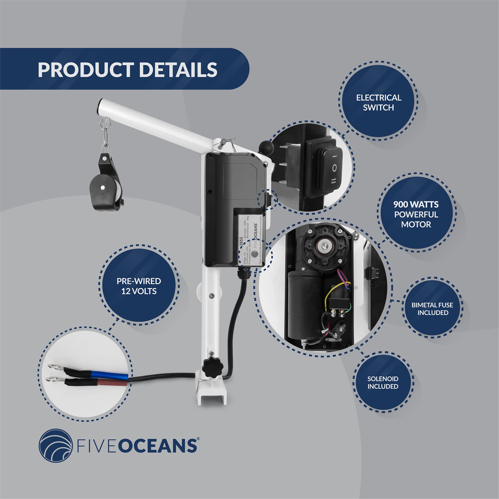 Five Oceans Line Hauler Pot Puller 900 Watts Power, 190 Lbs Capacity