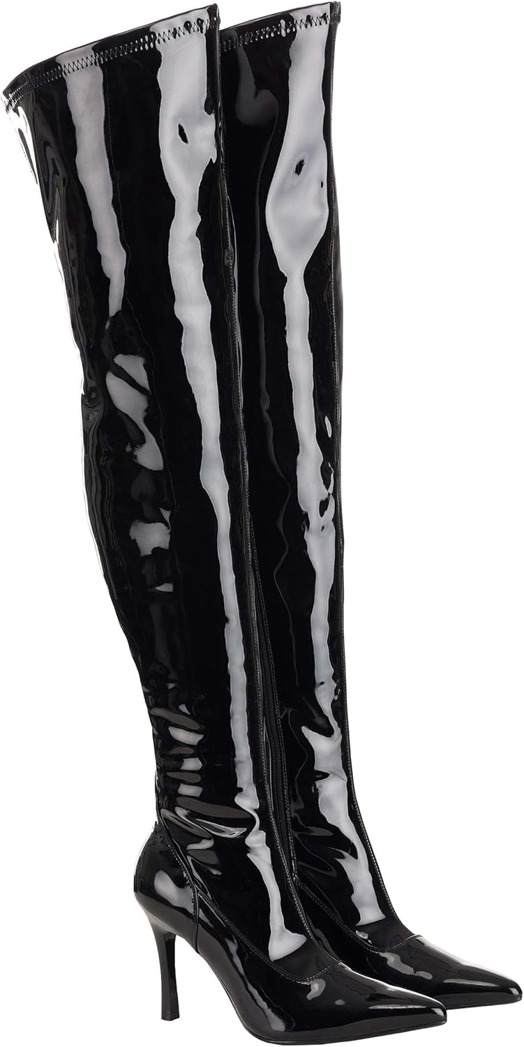 Fun Costumes Women's Thigh High Black Patent 5" Stiletto High Heel Boot, Shiny Faux Leather, Zipper Closure Size 10 - Image 5