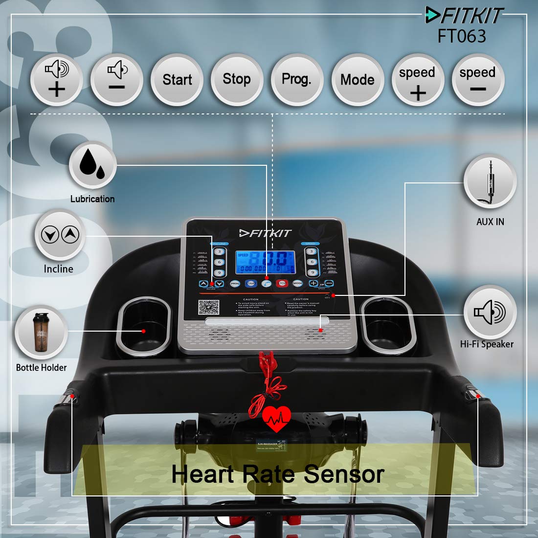 Fitkit FT063 Treadmill control panel layout