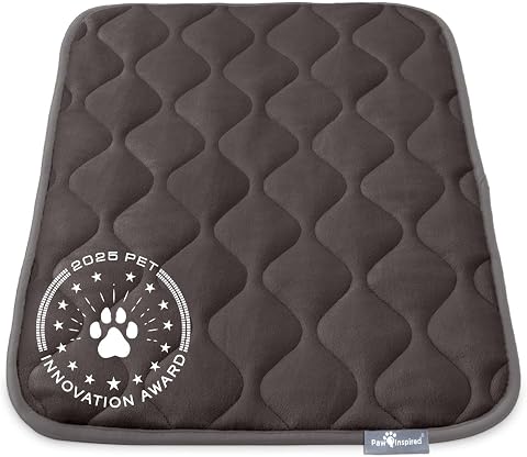 Paw Inspired Washable Padded Crate Mats for Dogs, Gray, 2...