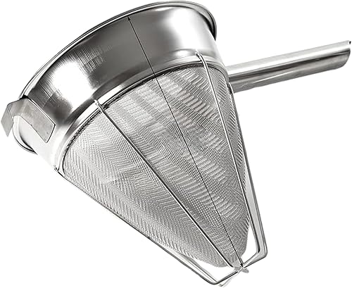 Miniatura 2 de Colador de caldo de acero inoxidable de 8 pulgadas reforzado con malla fina para cocinar y preparar alimentos