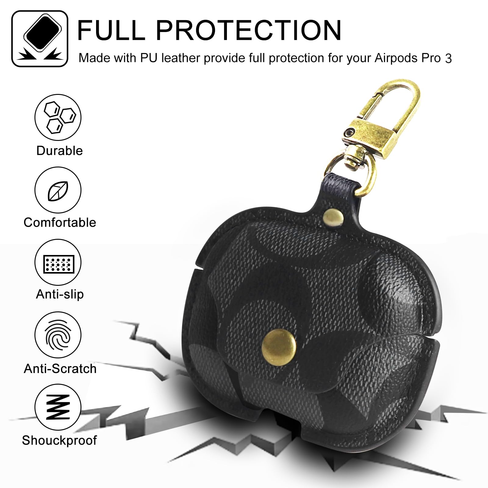 Custodia protettiva per AirPods Pro 3, in pelle, antiurto, compatibile con AirPods Pro di terza generazione, per donne e uomini (B)