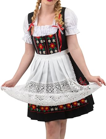 3-Piece Black Dirndl Dress Set for Women Short Traditional German Oktoberfest Costume Outfit