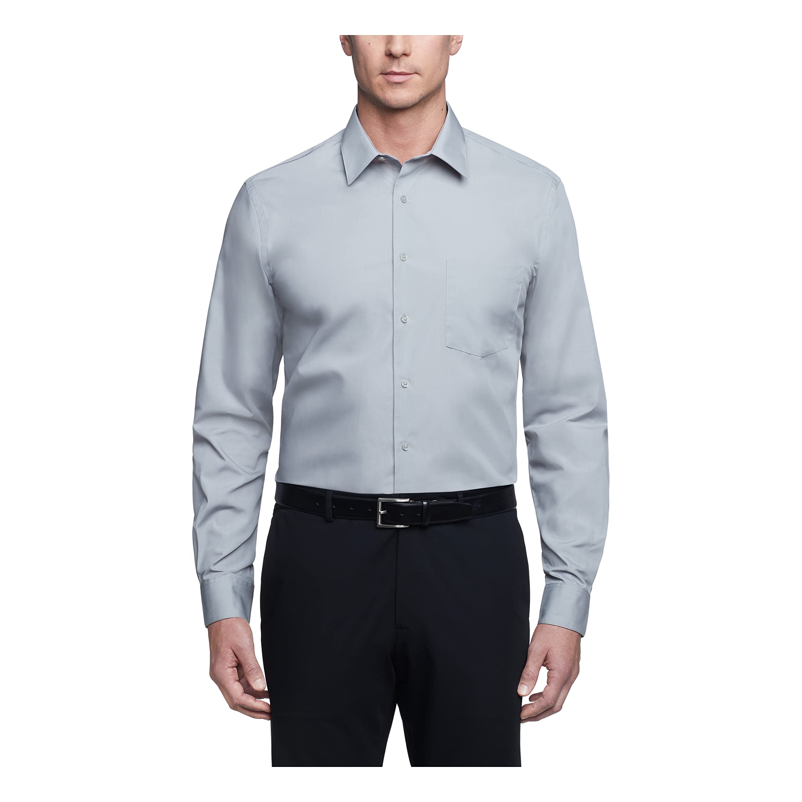 Van HeusenMens Poplin Regular Fit Solid Point Collar SHIRT