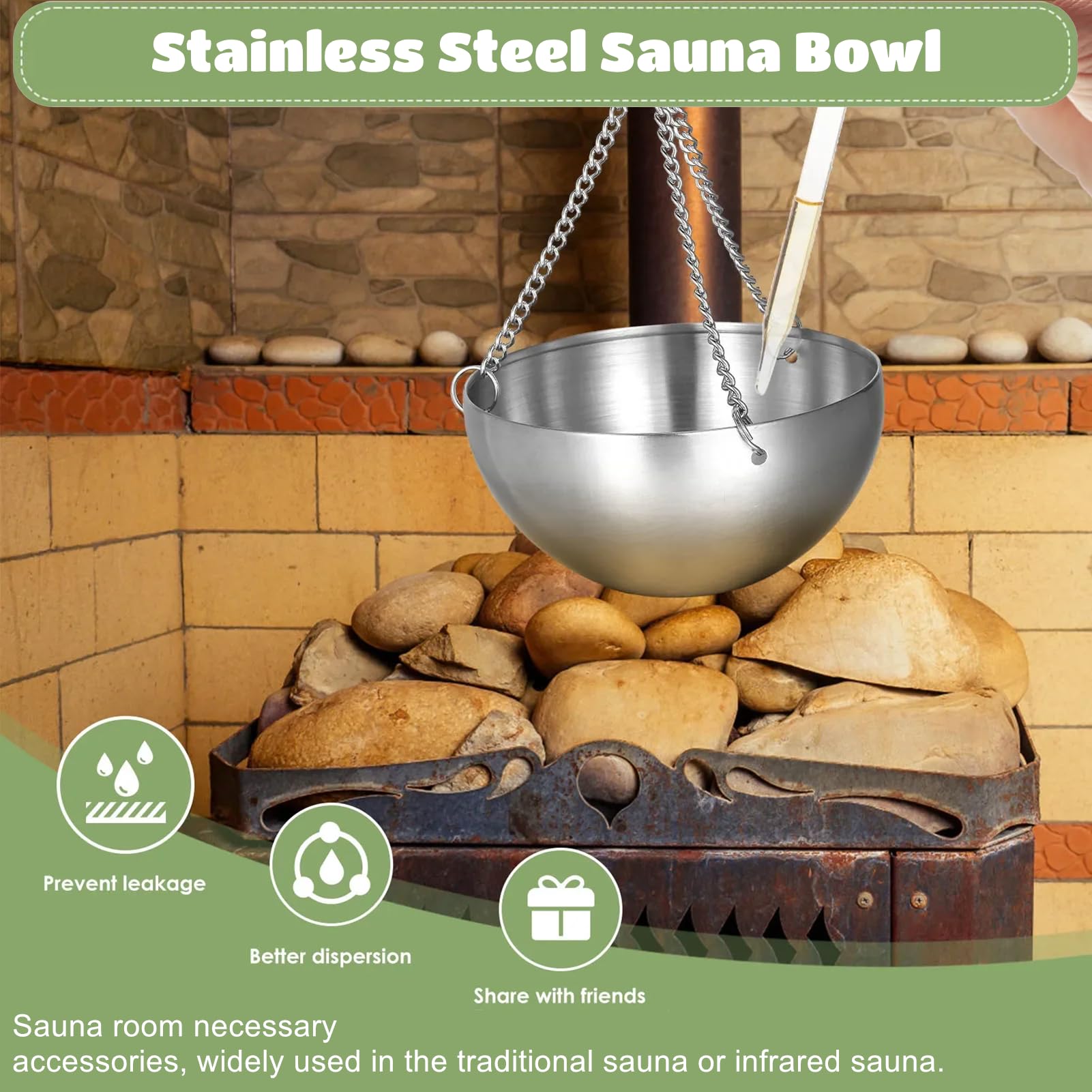 Verdampferschale Sauna, Schüssel Sauna Hängend aux Edelstahl, Sauna Kräuterschale mit Montagezubehör für Sauna Und Spa Aufguss, Geschenkideen