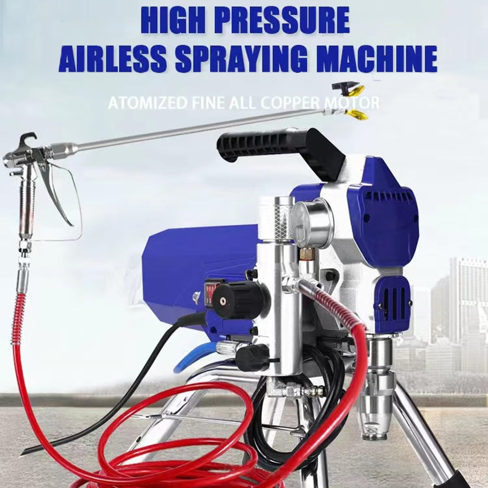 Spruzzatore Airless ad Alta Pressione da 1300 W, Pistola a Spruzzo Elettrica Airless per Progetti di Verniciatura su Ampia Scala, come Facciate di Case, Patio, ecc., Portata Massima: 2 L/min