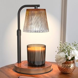 Candle Warmer Lamp with Timer Dimmable - Adjustable Electric Wax Melt Warmer Scented Large Jar Candles Lights, House Warming Birthday Gifts for Women, Glass Vintage New Home Living Room Decor, Brown