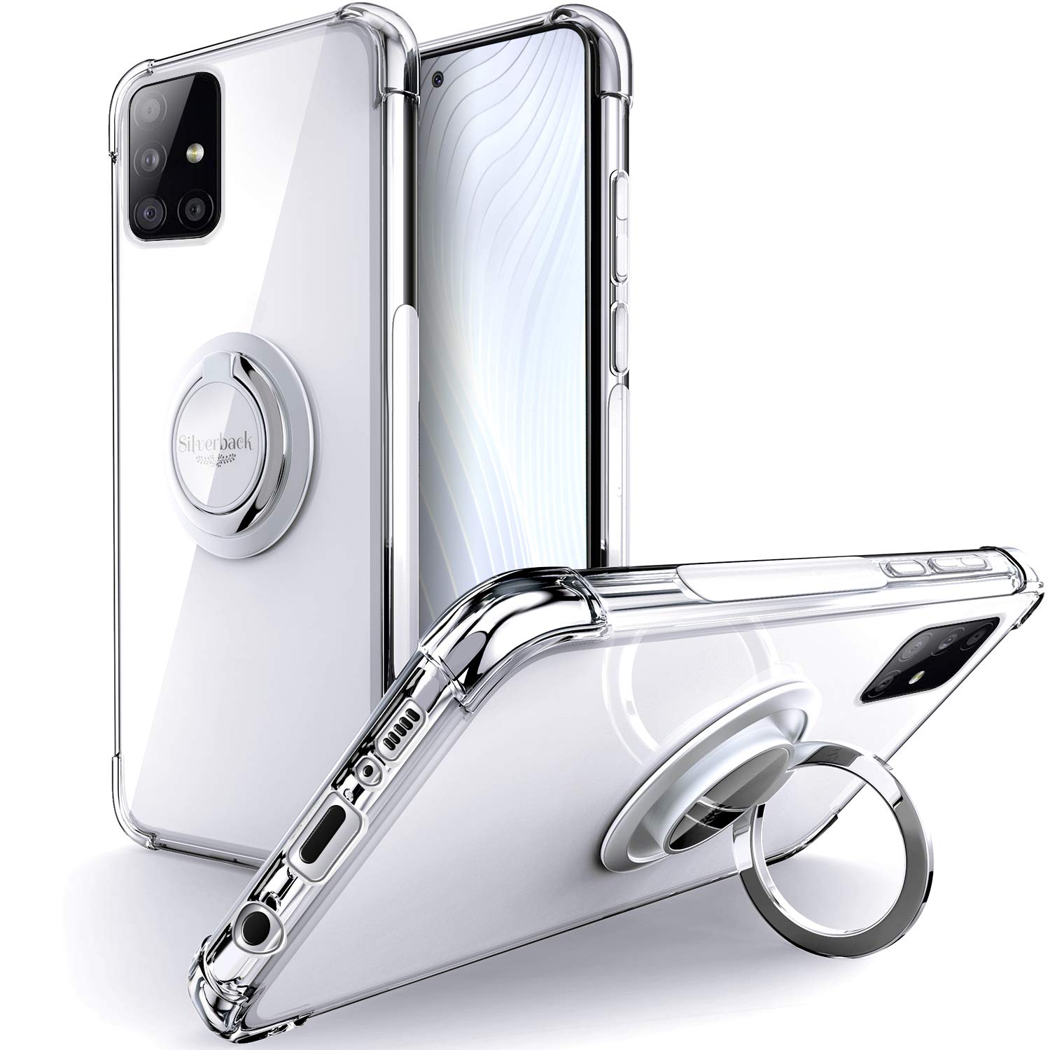 Silverback for Galaxy A51 5G Case Clear with Ring Kickstand, Protective Soft TPU Shock -Absorbing Bumper Shockproof Phone Case for Samsung Galaxy A51