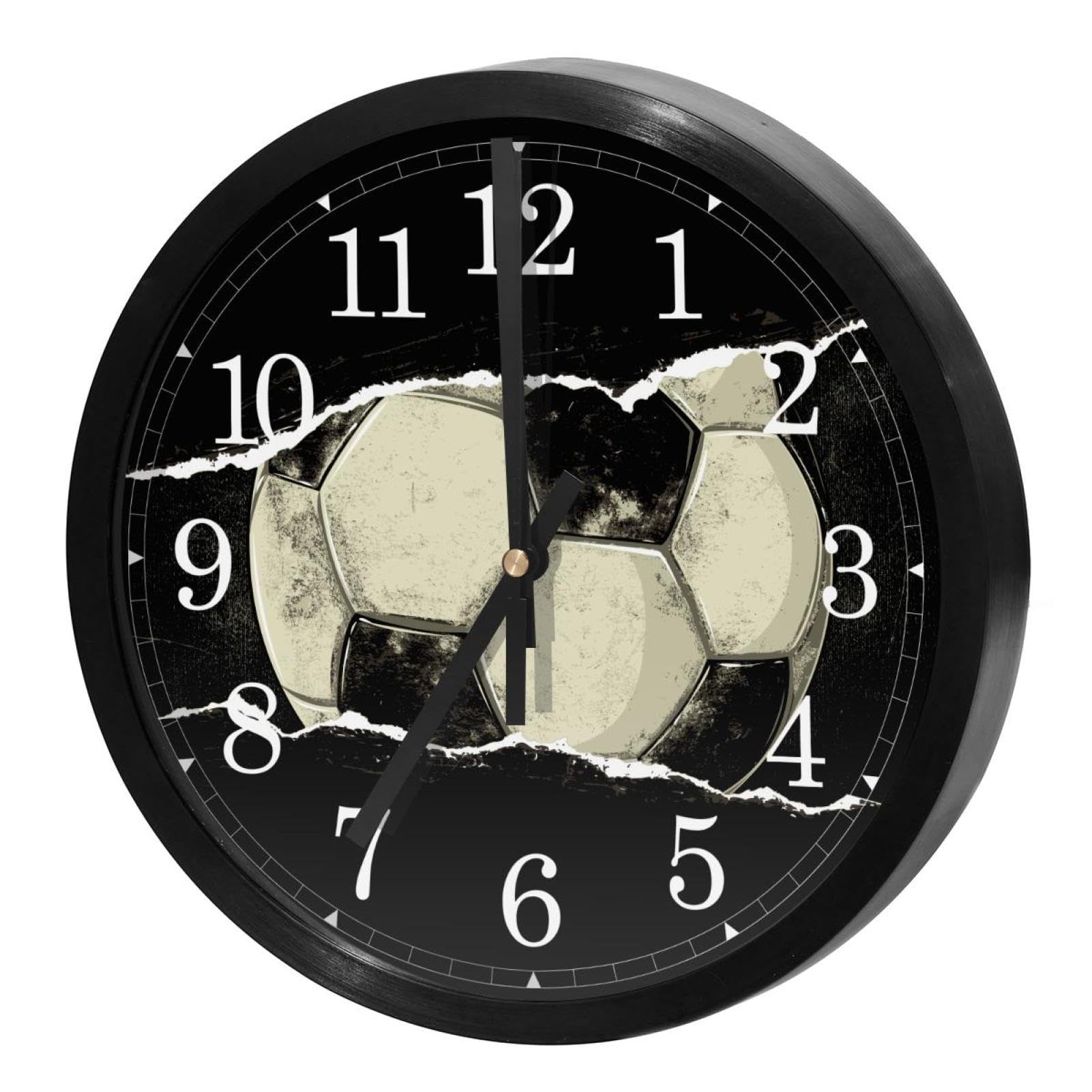 Horloge murale football cassé à quartz silencieuse et ronde pour le bureau