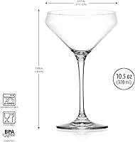 Vista 2 de Juego de 4 Copas de Martini de Glaver's, Copas de Cóctel de 10.5 Onzas con Pie de Margarita, para Bar, Martinis, Cosmopolitan, Gimlet, Envase