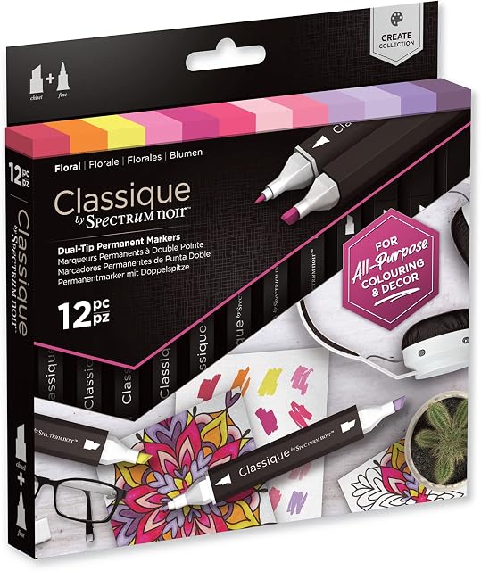 Crafter's Companion Spectrum Noir Classique Create Alcohol Marker Dual Nib Pens Set-Floral-Pack of 12, One Size