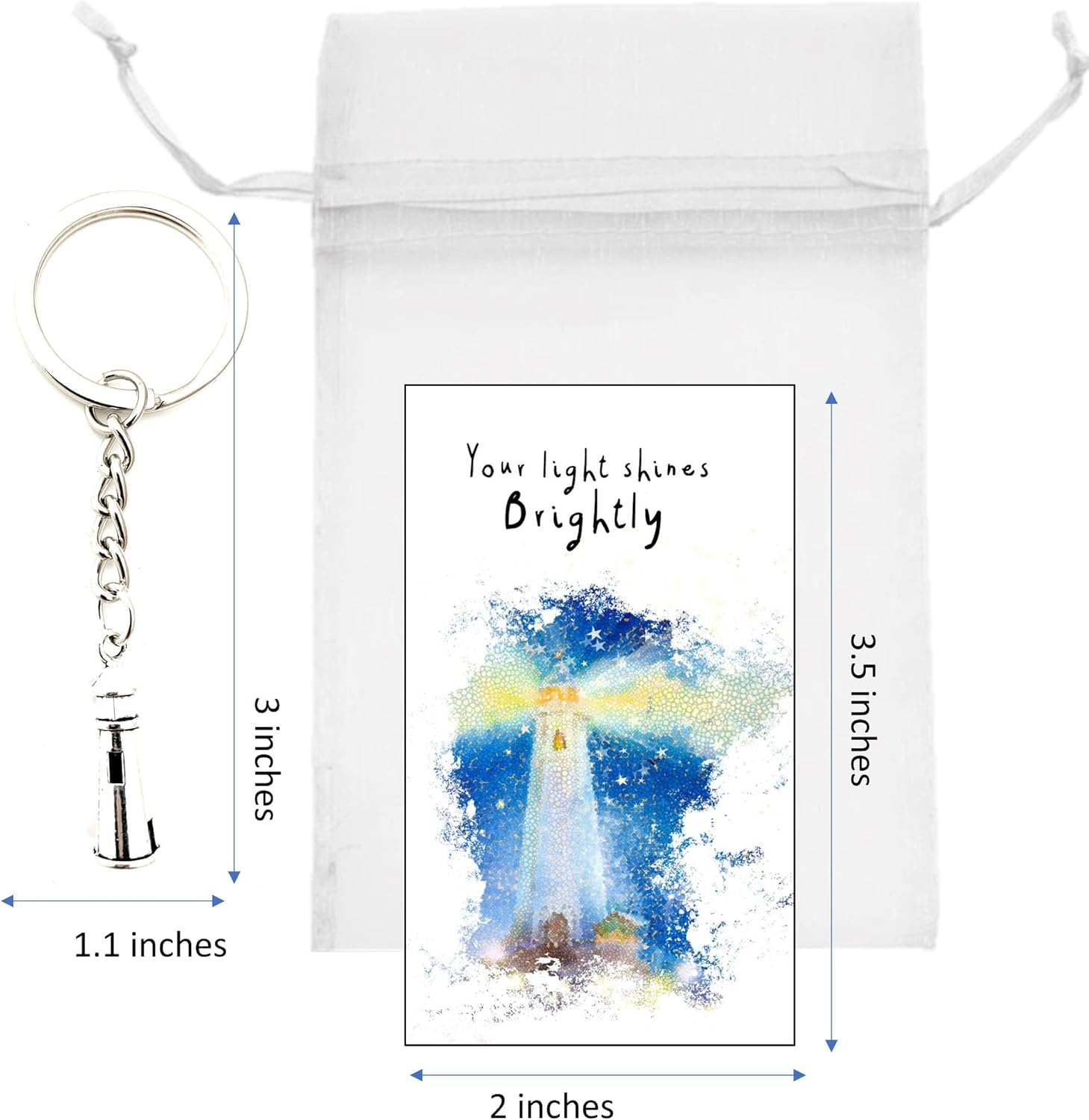 Smiling Wisdom | 20 Bulk Gifts | Employee Light a Path for Others Cards and Beacon Gift | 60pcs | Team Staff Teachers Students Leaders | Lighthouse Keychains