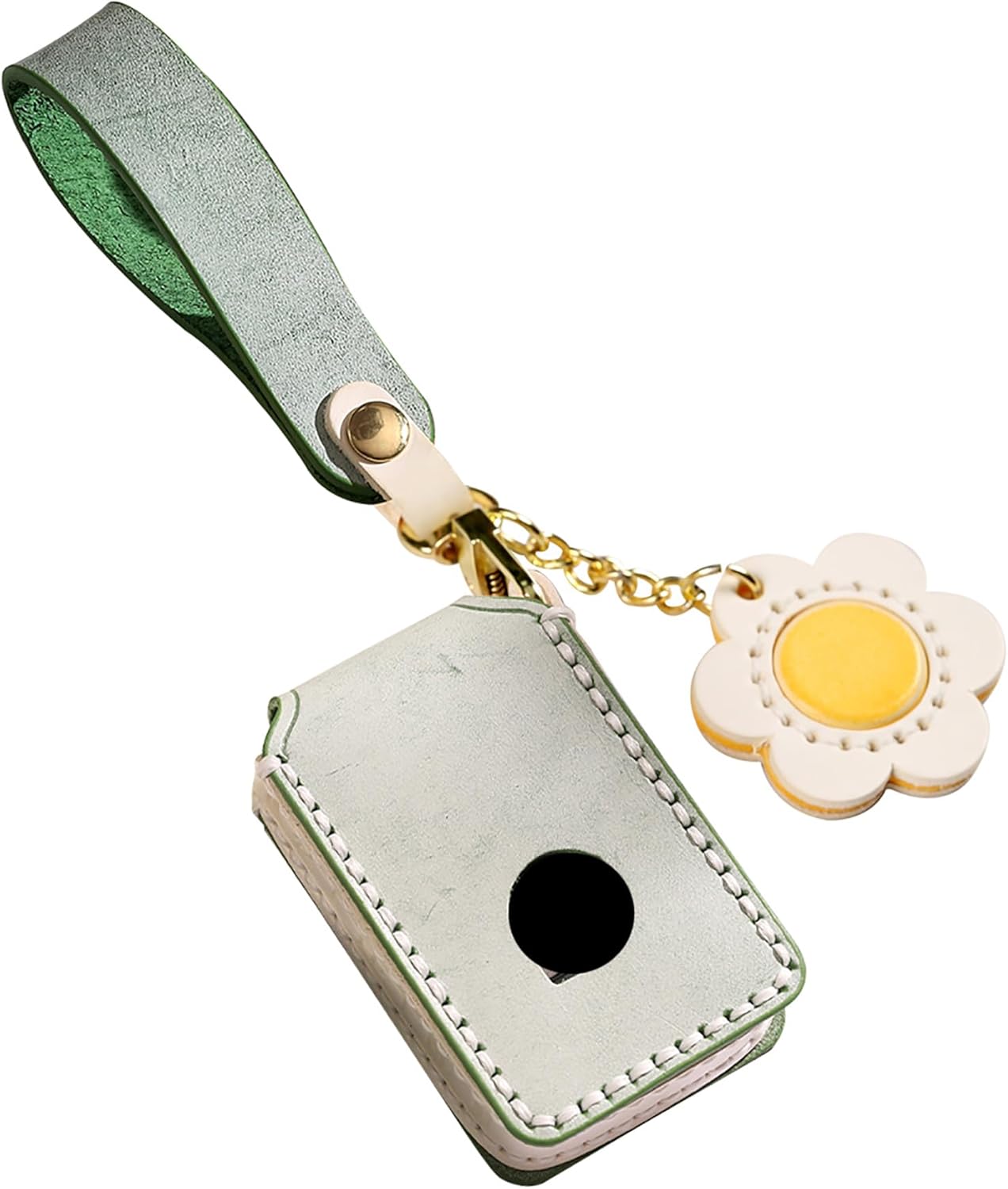 ontto Smart Remote Key Fob Holder with Keychian Leather Key Protector Full Cover Key Skin Fit for Volvo XC60 XC90 S90 V90 2020 2021 Green