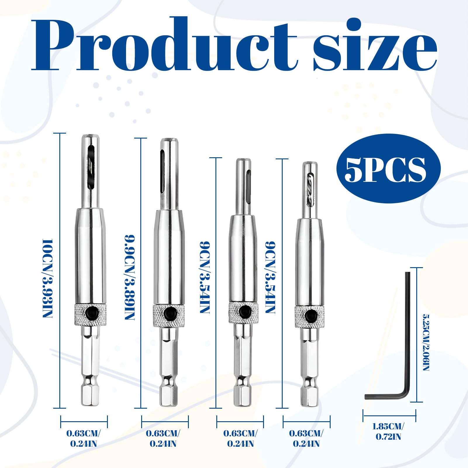 Self Centering Drill Bit Set, 4pcs Hinge Drill Bit Self Centring, Centre Drill Bits, Self Centering Drill Bit for Window Cabinet Door Woodworking (5/64", 7/64", 9/64", 11/64") - Image 2