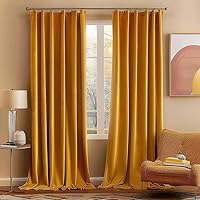 Vista 198 de MIULEE Cortinas de terciopelo de 63 pulgadas de largo, 2 paneles de cortinas opacas de lujo para dormitorio, sala de estar, cortinas de ventana
