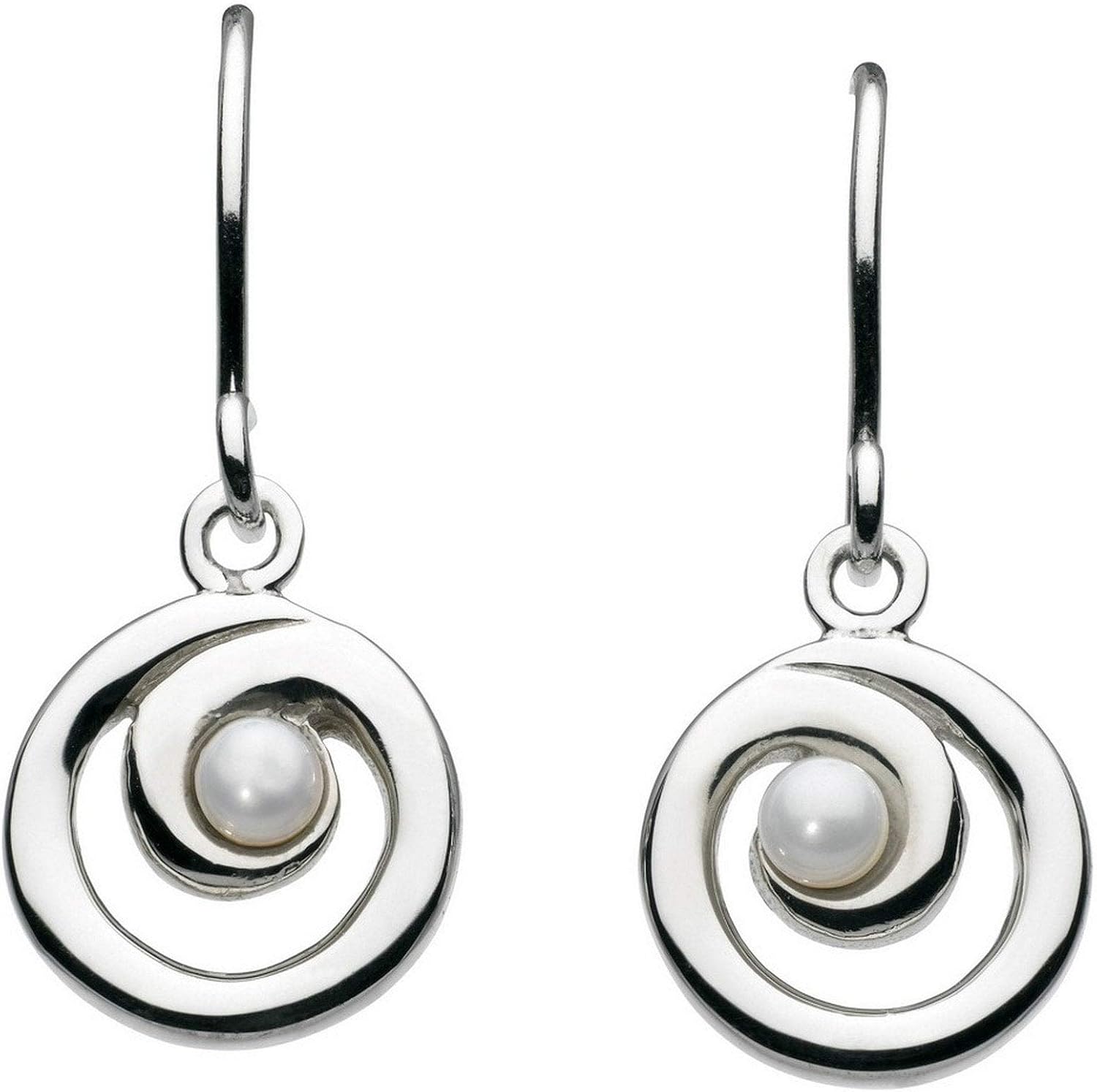 Dew Sterling Silver Freshwater Pearl Spiral Drop Earrings 58007FP001