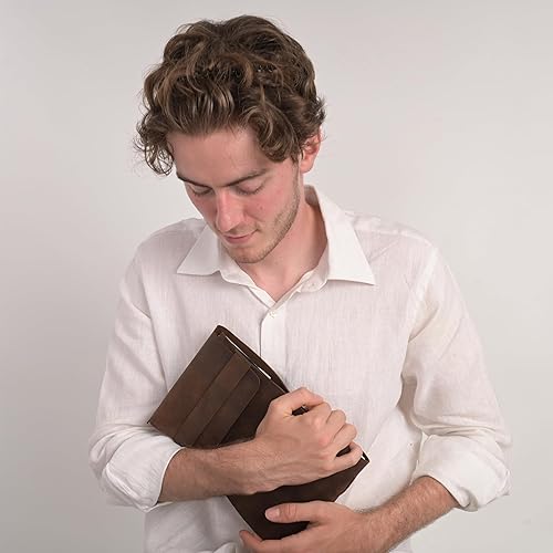 Miniatura 48 de Diario de viaje de cuero, cuaderno encuadernado vintage hecho a mano para hombres y mujeres, acabado antiguo, cuero de búfalo auténtico, papel