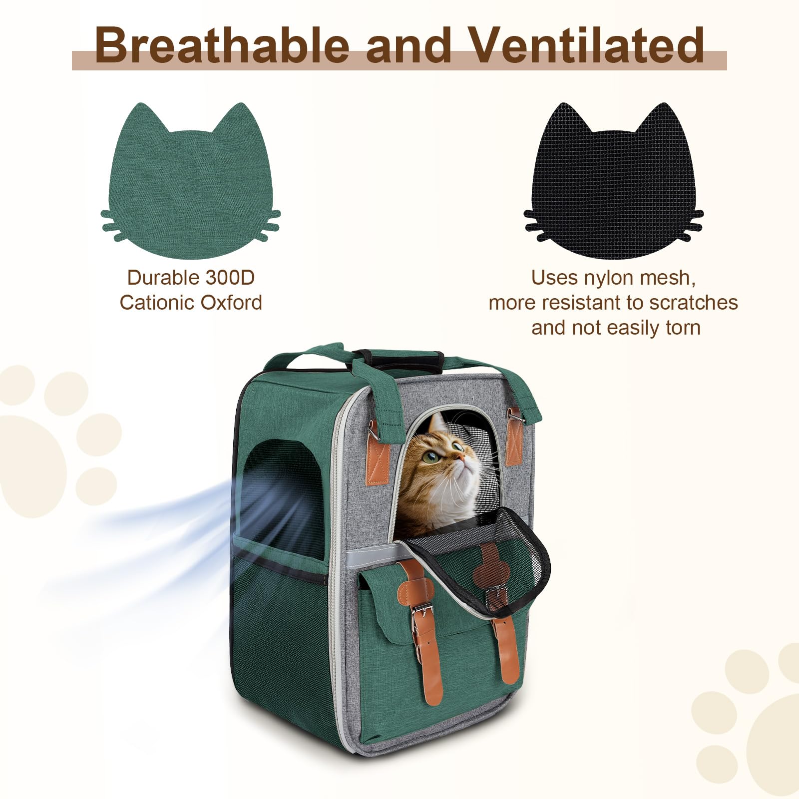 YooxArmor Haustier Rucksack für Katzen & Kleine Hunde,Atmungsaktiver Tragbare Katzenrucksack mit Sichtfenster,Leichte Faltbare HundeRucksack für Reisen Wandern Fahrradfahren, Max Tragkraft 7kg