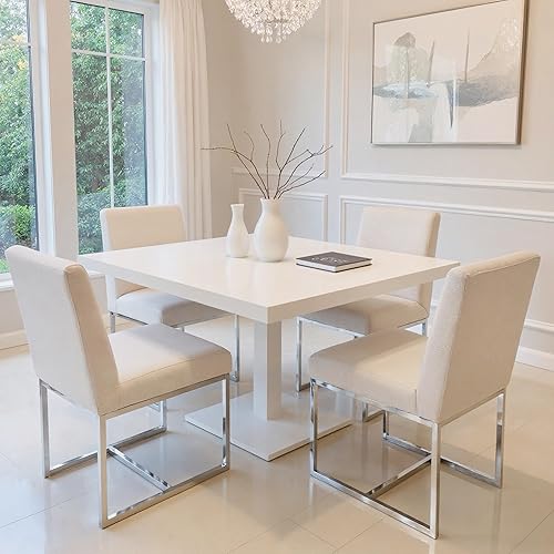 Miniatura 90 de HNY Juego de 2 sillas de cocina cómodas y modernas, de piel sintética, para cocina y comedor, silla auxiliar tapizada con marco de metal con acabado