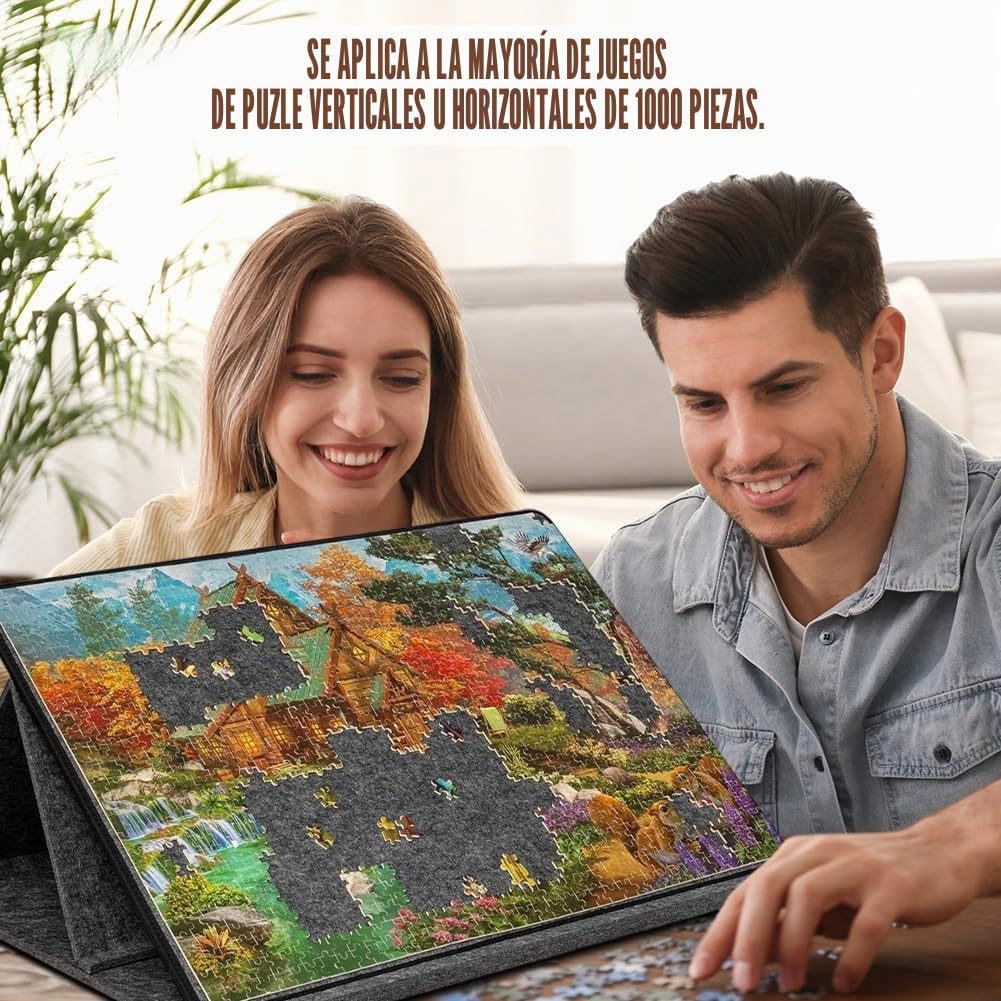 Tablero Puzzle para 1000 Piezas, Tablero de Rompecabezas | Puzzle Board con 6 Bandejas y 2 en 1 Soporte, Tapete de Fieltro Ligero Portátil Mesa Puzzles, Plegable Antideslizante