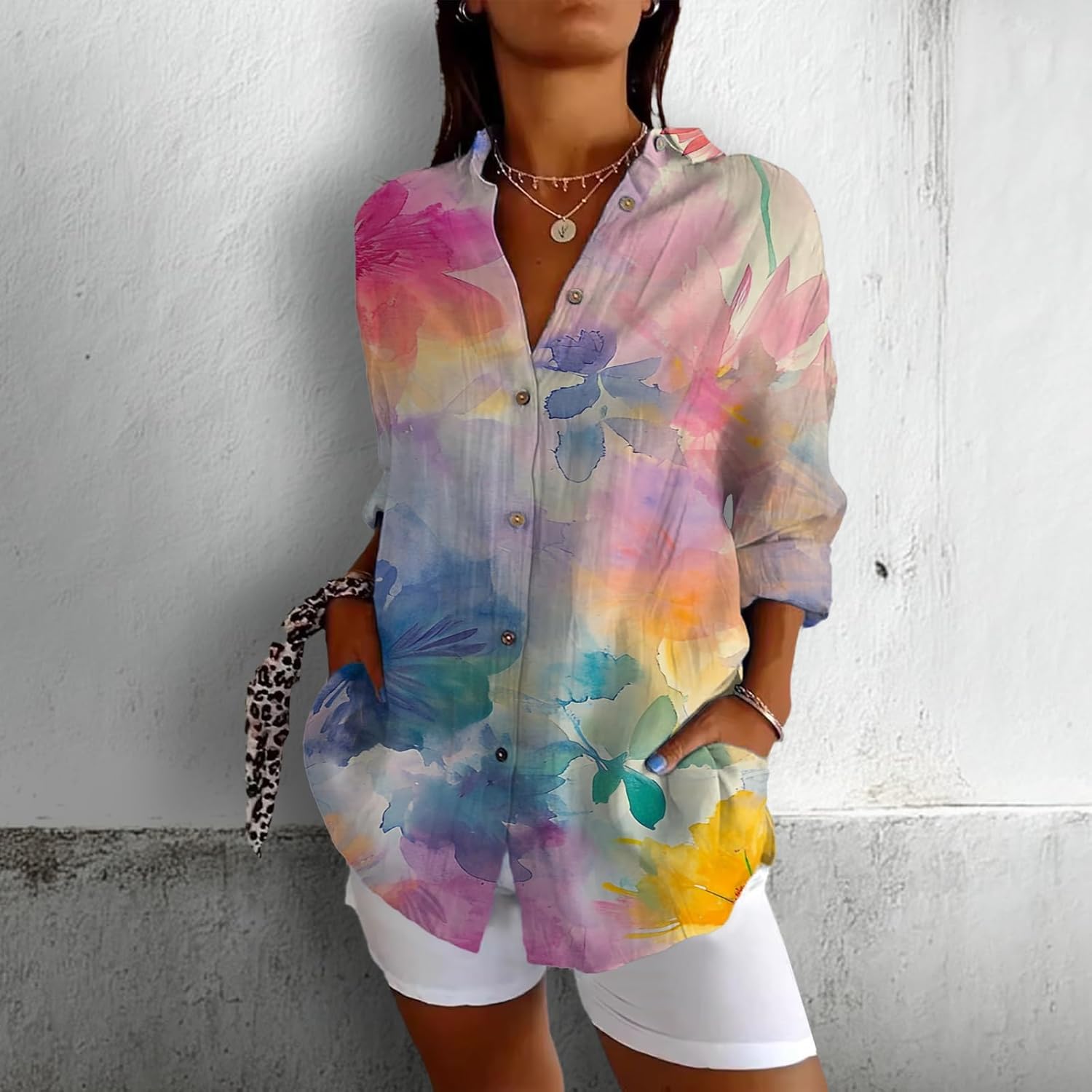 Fashion Summer Shirts V Neck Japanese Art Vintage Floral Graphic Button Down Trendy Hawaiian Holiday Outfits - Image 2