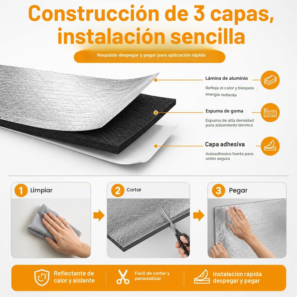 Aislante Térmico Autoadhesivo de 7mm, Panel Reflectante Radiador y Aislante Térmico Persianas, Placas Aislantes de Suelo, Panel Aislante Aluminio y Aislante Acústico Coche, 32cm x 10m